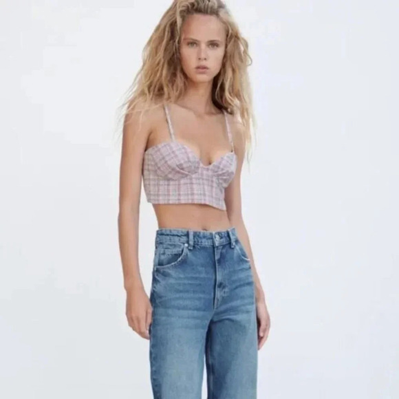 Zara Plaid Corset Crop Top - Picture 6 of 11